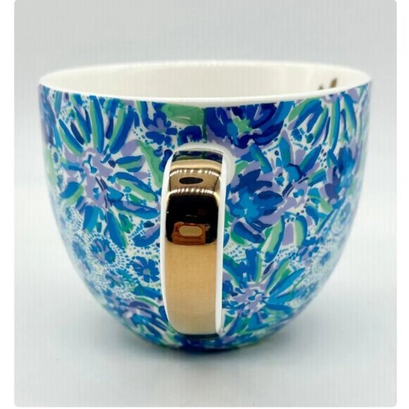 BOGO | Designer Mug | Lilly Pulitzer | Lion Around Pattern | Vibrant Blue & Gold - Picture 2 of 9